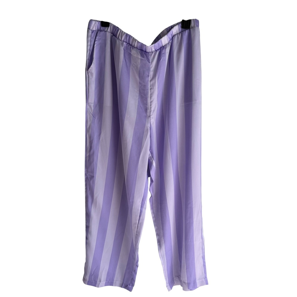 LOFT SLEEP‎ Purple Candy Striped Satin Ladies Pajama Bottoms, XL